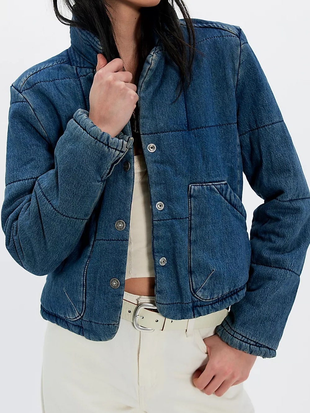 NWOT Free People We The Free Lyra Denim Jacket Size Large